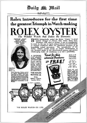 Rolex-Anzeige vom 24.11.1927 im Daily Mail